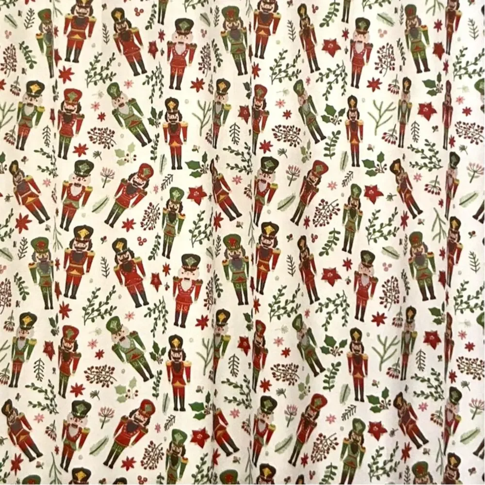 Christmas NUTCRACKER Fabric Shower Curtain Holiday 70x72 Festive Holiday NEW